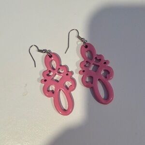 Elegant lacquered Pink Dangle Earrings